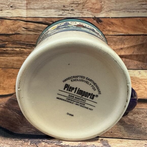 Retro Vintage Pier 1 Imports Coffee Tea Cup San Marino Large 16 oz. Earthenware - Picture 6 of 6